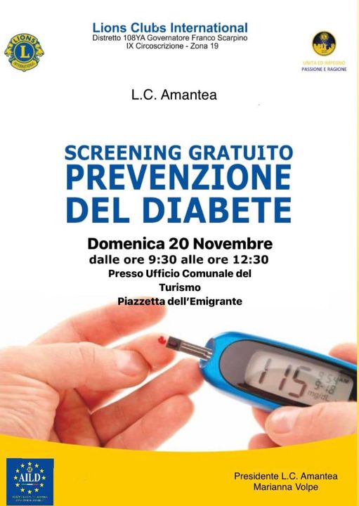 Prevenzione del diabete: screening ad Amantea