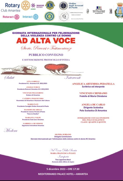 Nuova data per "Ad alta voce", convegno del Rotary Club Amantea