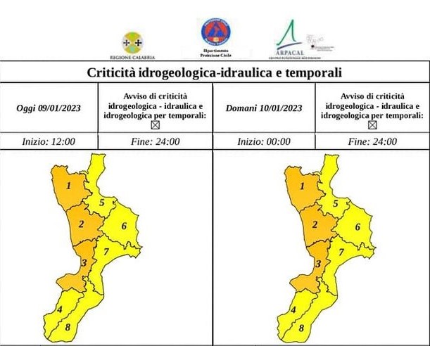 Meteo: sale l'allerta della Protezione Civile sul Tirreno