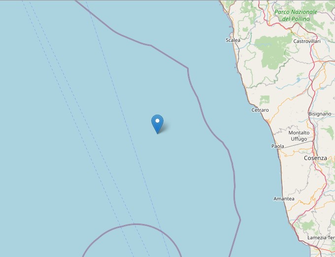 Scossa di terremoto in mare