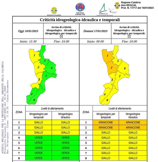 Meteo: allerta sulle aree tirreniche