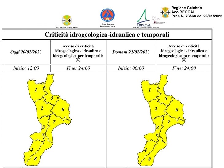  Meteo: aggiornamento Protezione Civile