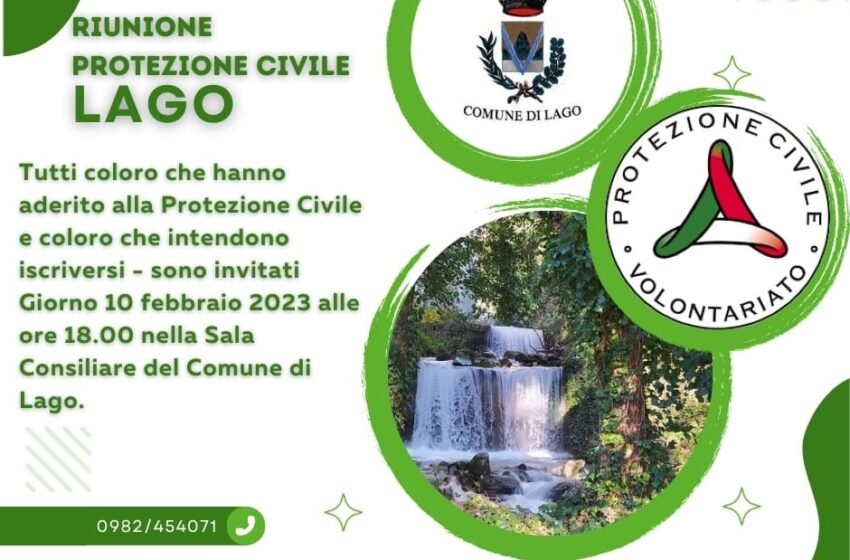 Costituzione gruppo di volontari della protezione civile del comune di lago