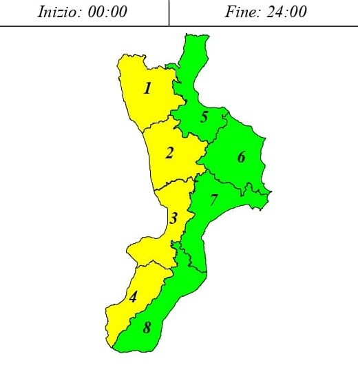 Allerta gialla della Protezione civile regionale per il versante tirrenico