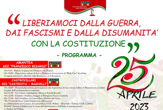  25 aprile in Piazza dei Partigiani per l’Anpi di Amantea