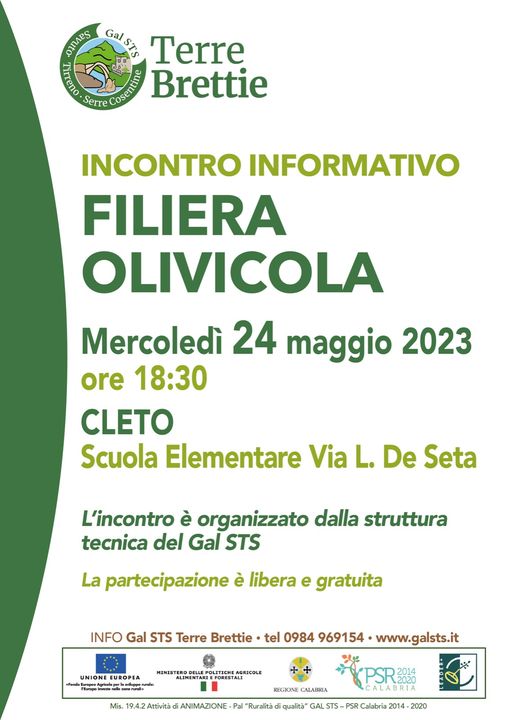  Cleto: filiera olivicola con il Gal Terre Brettie