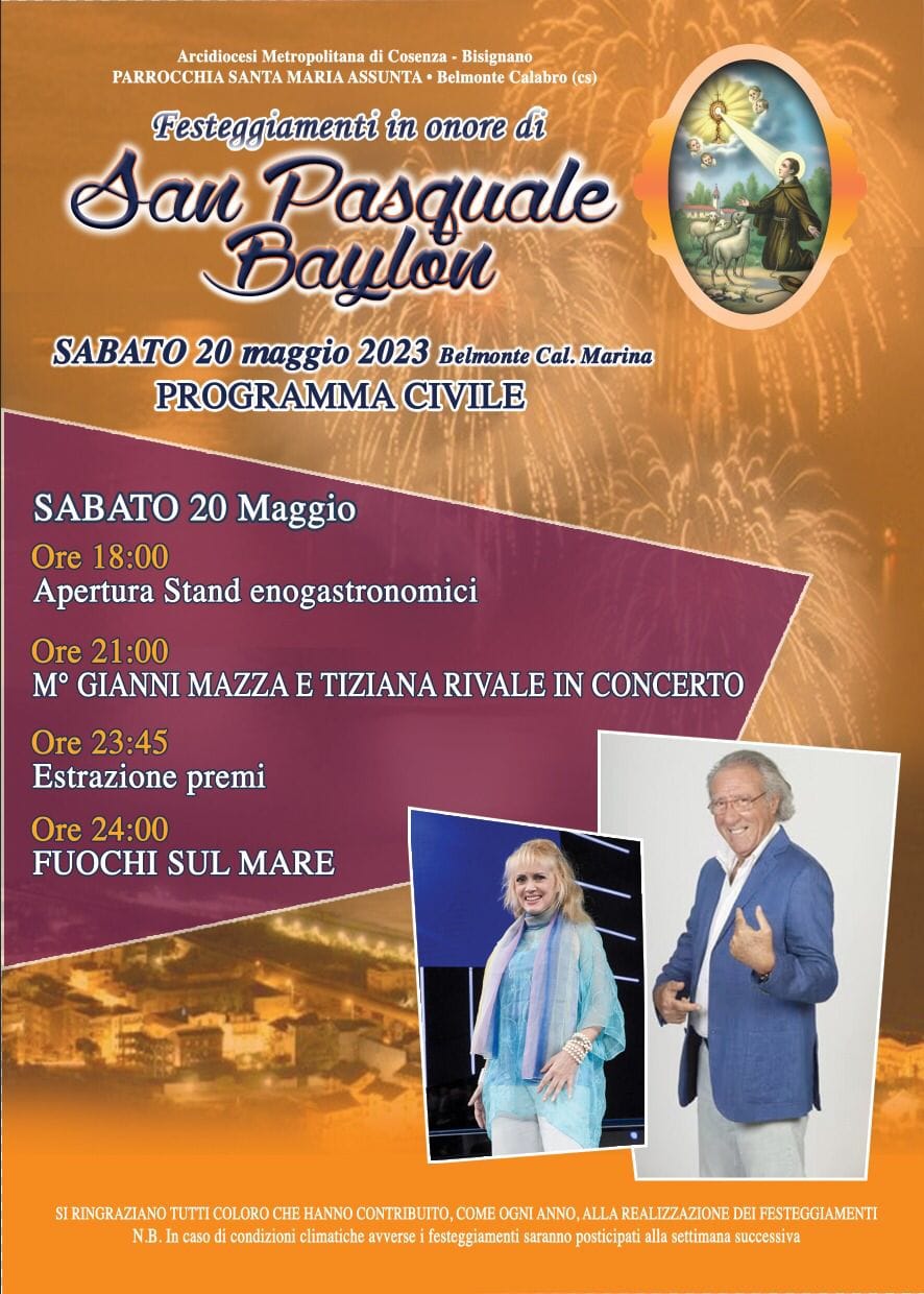  Belmonte: sabato festeggiamenti per San Pasquale