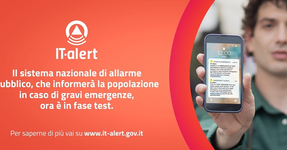 Test di sperimentazione della protezione civile per It-alert, il nuovo sistema di allarme pubblico