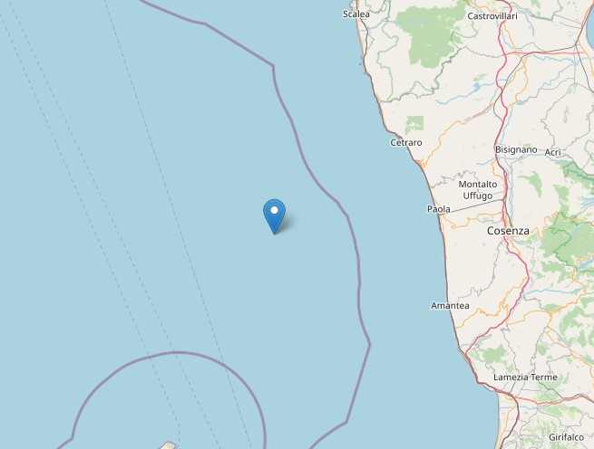 Scossa di terremoto nel Mar Tirreno