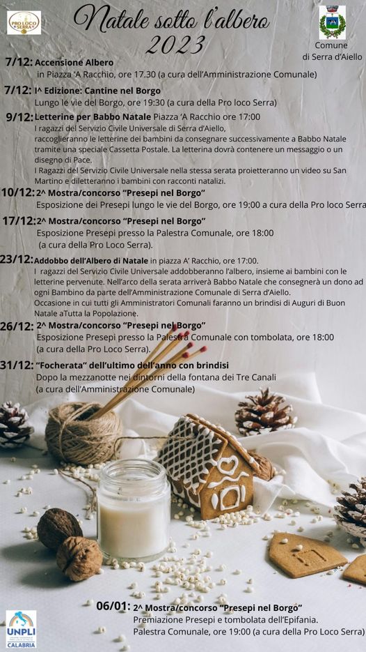Pubblicato il calendario di eventi di Serra d'Aiello
