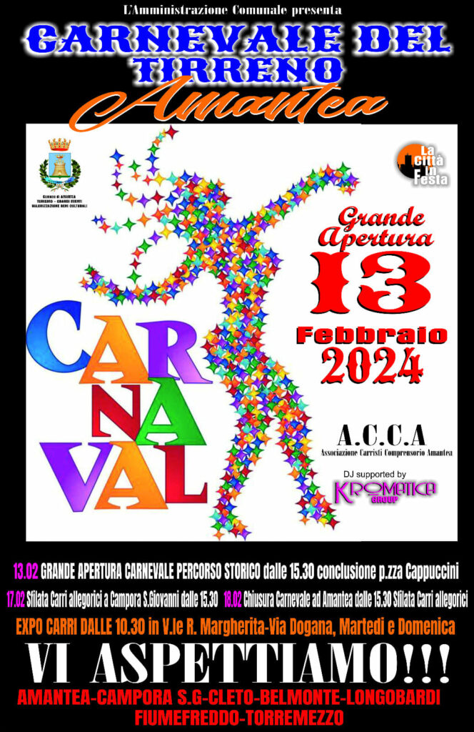 Martedì apertura del Carnevale del Tirreno 2024 ad Amantea