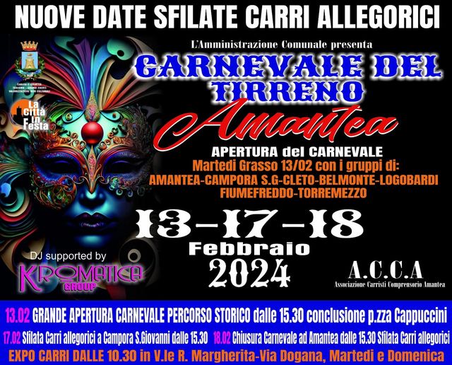 Festa di Carnevale del Tirreno solo rinviata