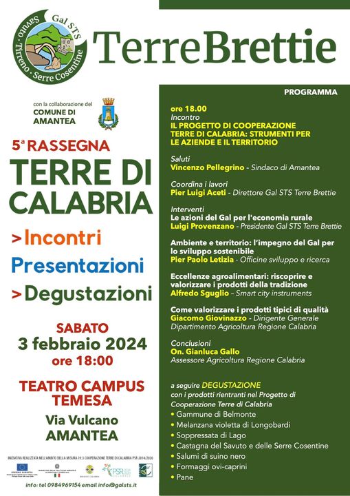 Quinta rassegna Terre di Calabria del GAL STS Terre Brettie al Campus Temesa di Amantea