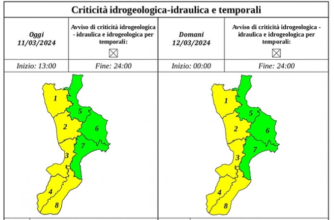  Meteo: vento e pioggia da allerta gialla