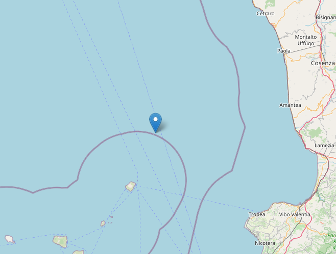 Scossa di terremoto a largo di Amantea